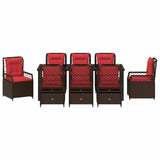 Set da Pranzo per Giardino 9 pcs Marrone polyrattan