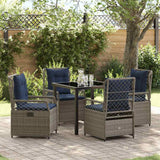 Set da Pranzo per Giardino 5 pcs Grigio polyrattan