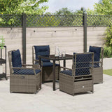 Set da Pranzo per Giardino 5 pcs Grigio polyrattan