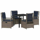 Set da Pranzo per Giardino 5 pcs Grigio polyrattan