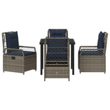 Set da Pranzo per Giardino 5 pcs Grigio polyrattan