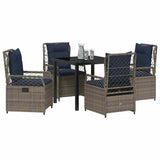 Set da Pranzo per Giardino 5 pcs Grigio polyrattan
