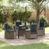 Set da Pranzo per Giardino 5 pcs Grigio polyrattan
