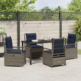 Set da Pranzo per Giardino 5 pcs Grigio polyrattan