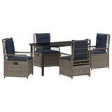 Set da Pranzo per Giardino 5 pcs Grigio polyrattan