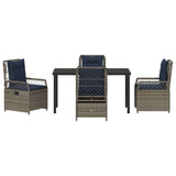 Set da Pranzo per Giardino 5 pcs Grigio polyrattan