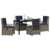 Set da Pranzo per Giardino 5 pcs Grigio polyrattan
