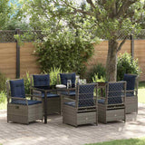 Set da Pranzo per Giardino 7 pcs Grigio polyrattan