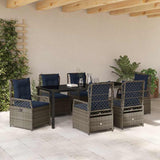 Set da Pranzo per Giardino 7 pcs Grigio polyrattan