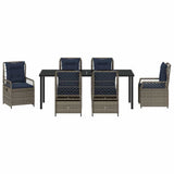 Set da Pranzo per Giardino 7 pcs Grigio polyrattan