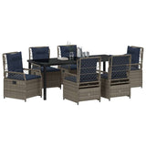 Set da Pranzo per Giardino 7 pcs Grigio polyrattan