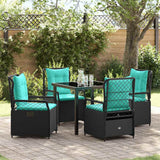 Set da Pranzo per Giardino 5 pcs Nero polyrattan