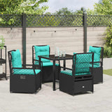 Set da Pranzo per Giardino 5 pcs Nero polyrattan