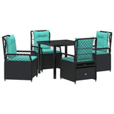 Set da Pranzo per Giardino 5 pcs Nero polyrattan