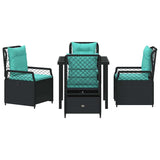 Set da Pranzo per Giardino 5 pcs Nero polyrattan
