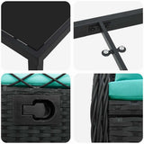 Set da Pranzo per Giardino 7 pcs Nero polyrattan
