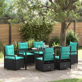 Set da Pranzo per Giardino 7 pcs Nero polyrattan