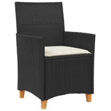 Set da Pranzo per Giardino 7 pcs Nero polyrattan