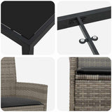 Set da Pranzo per Giardino 5 pcs Grigio polyrattan
