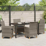 Set da Pranzo per Giardino 5 pcs Grigio polyrattan