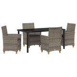 Set da Pranzo per Giardino 5 pcs Grigio polyrattan