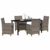 Set da Pranzo per Giardino 5 pcs Grigio polyrattan