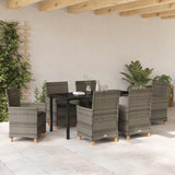 Set da Pranzo per Giardino 7 pcs Grigio polyrattan
