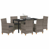 Set da Pranzo per Giardino 7 pcs Grigio polyrattan