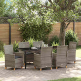 Set da Pranzo per Giardino 7 pcs Grigio polyrattan