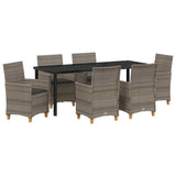 Set da Pranzo per Giardino 7 pcs Grigio polyrattan