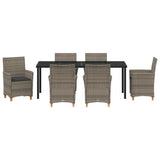 Set da Pranzo per Giardino 7 pcs Grigio polyrattan