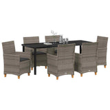 Set da Pranzo per Giardino 7 pcs Grigio polyrattan