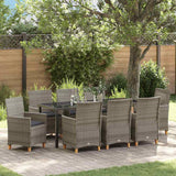 Set da Pranzo per Giardino 9 pcs Grigio polyrattan