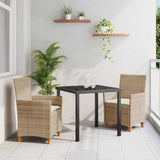 Set da Pranzo per Giardino 3 pcs Beige polyrattan