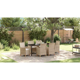 Set da Pranzo per Giardino 7 pcs Beige polyrattan