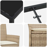 Set da Pranzo per Giardino 9 pcs Beige polyrattan