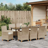 Set da Pranzo per Giardino 9 pcs Beige polyrattan