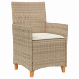 Set da Pranzo per Giardino 9 pcs Beige polyrattan