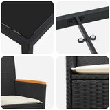 Set da Pranzo per Giardino 5 pcs Nero polyrattan