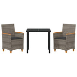 Set da Pranzo per Giardino 3 pcs Grigio polyrattan