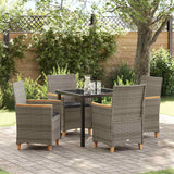 Set da Pranzo per Giardino 5 pcs Grigio polyrattan