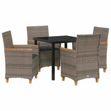 Set da Pranzo per Giardino 5 pcs Grigio polyrattan