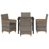 Set da Pranzo per Giardino 5 pcs Grigio polyrattan