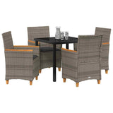 Set da Pranzo per Giardino 5 pcs Grigio polyrattan