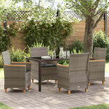 Set da Pranzo per Giardino 5 pcs Grigio polyrattan