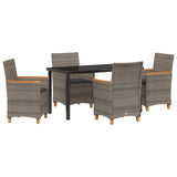 Set da Pranzo per Giardino 5 pcs Grigio polyrattan