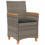 Set da Pranzo per Giardino 5 pcs Grigio polyrattan