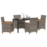 Set da Pranzo per Giardino 5 pcs Grigio polyrattan