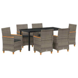 Set da Pranzo per Giardino 7 pcs Grigio polyrattan