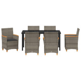 Set da Pranzo per Giardino 7 pcs Grigio polyrattan